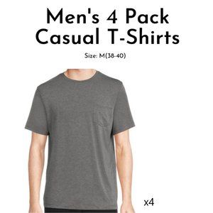George Mens Gray 4 Pk Short Sleeve Casual Pull On Pocket T-Shirts Sz M/38-40 NEW